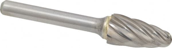 SGS Pro - 1/2" Cut Diam, 1/4" Shank Diam, Tree with Radius Head Single Cut Burr - Carbide, Radius End, 1" LOC, 2-3/4" OAL - Benchmark Tooling