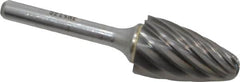 SGS Pro - 3/4" Cut Diam, 1/4" Shank Diam, Tree with Radius Head Single Cut Burr - Carbide, Radius End, 1-1/4" LOC, 3" OAL - Benchmark Tooling