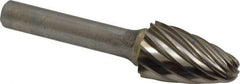 SGS Pro - 3/4" Cut Diam, 3/8" Shank Diam, Tree with Radius Head Single Cut Burr - Carbide, Radius End, 1-1/4" LOC, 3-1/4" OAL - Benchmark Tooling