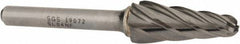 SGS Pro - 1/2" Cut Diam, 1/4" Shank Diam, Taper Head Single Cut Burr - Carbide, Radius End, 1-1/8" LOC, 3" OAL - Benchmark Tooling