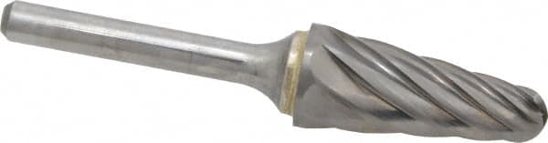 SGS Pro - 5/8" Cut Diam, 1/4" Shank Diam, Taper Head Single Cut Burr - Carbide, Radius End, 1-5/16" LOC, 3-3/16" OAL - Benchmark Tooling