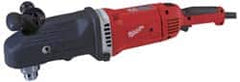 Milwaukee Tool - 1/2" Keyed Chuck, 450 & 1,750 RPM, Angled Handle Electric Drill - 13 Amps, 120 Volts, Reversible, Includes Side Handle - Benchmark Tooling