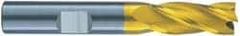RobbJack - 9/16", 1-1/4" LOC, 9/16" Shank Diam, 3-1/2" OAL, 3 Flute, Solid Carbide Square End Mill - Single End, TiN Finish, Spiral Flute, 60° Helix, Centercutting, Right Hand Cut, Right Hand Flute, Series ST-360 - Benchmark Tooling