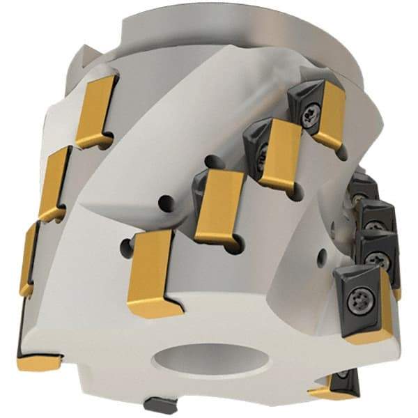 Iscar - 12 Inserts, 3" Cut Diam, 1-1/4" Arbor Diam, 1-44/53" Max Depth of Cut, Indexable Square-Shoulder Face Mill - 0/90° Lead Angle, 2.76" High, H490 AN.X 17 Insert Compatibility, Through Coolant, Series Helido - Benchmark Tooling