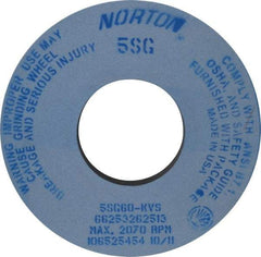 Norton - 12" Diam x 5" Hole x 1" Thick, K Hardness, 60 Grit Surface Grinding Wheel - Ceramic, Type 1, Medium Grade, 2,070 Max RPM, Vitrified Bond, No Recess - Benchmark Tooling