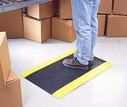 Wearwell - 75' Long x 3' Wide, Dry Environment, Anti-Fatigue Matting - Black, Vinyl with Vinyl Sponge Base, Beveled on 4 Sides - Benchmark Tooling