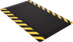 Wearwell - 5' Long x 3' Wide, Dry Environment, Anti-Fatigue Matting - Black with Yellow Chevron Borders, Vinyl with Nitrile Blend Base, Beveled on 4 Sides - Benchmark Tooling