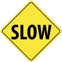 NMC - "Slow", 24" Wide x 24" High, Aluminum Traffic Control Signs - 0.08" Thick, Black on Yellow, Engineer Grade Reflectivity, Diamond, Post Mount - Benchmark Tooling