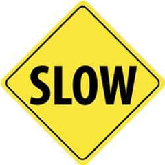 NMC - "Slow", 24" Wide x 24" High, Aluminum Traffic Control Signs - 0.08" Thick, Black on Yellow, High Intensity Reflectivity, Diamond, Post Mount - Benchmark Tooling