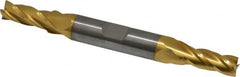 Atrax - 9/32", 11/16" LOC, 3/8" Shank Diam, 3-1/2" OAL, 4 Flute, Solid Carbide Square End Mill - Double End, TiN Finish, Spiral Flute, 30° Helix, Centercutting, Right Hand Cut - Benchmark Tooling
