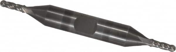 Atrax - 1/8" Diam, 3/8" LOC, 4 Flute Solid Carbide Ball End Mill - Uncoated, Double End, 3" OAL, 3/8" Shank Diam - Benchmark Tooling