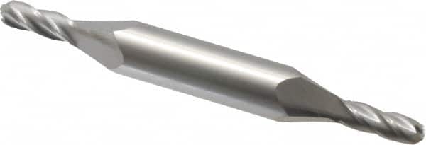 Atrax - 3/16" Diam, 1/2" LOC, 4 Flute Solid Carbide Ball End Mill - Uncoated, Double End, 3-1/4" OAL, 3/8" Shank Diam - Benchmark Tooling