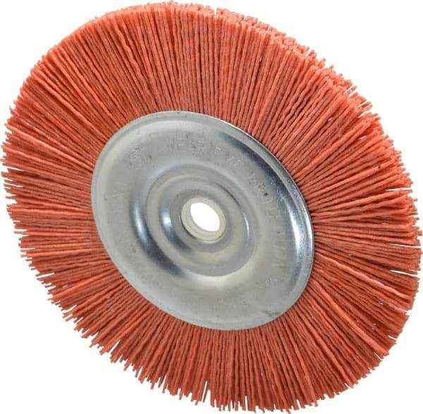 Dico - 6" OD, 5/8" Arbor Hole, Crimped Nylon Wheel Brush - 3/8" Face Width - Benchmark Tooling