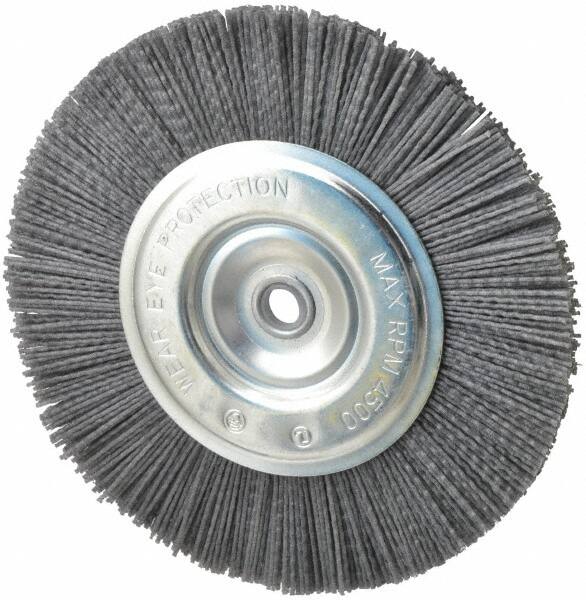 Dico - 8" OD, 5/8" Arbor Hole, Crimped Nylon Wheel Brush - 3/8" Face Width - Benchmark Tooling