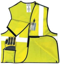 OccuNomix - Size 2XL High Visibility Yellow Solid Breakaway Vest - 48 to 50" Chest, ANSI 107-2015, Hook & Loop Closure, 3 Pockets, Polyester - Benchmark Tooling