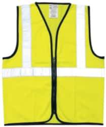 OccuNomix - Size 5XL High Visibility Yellow Solid General Purpose Vest - 60 to 62" Chest, ANSI 107-2015, Zipper Closure, Polyester - Benchmark Tooling