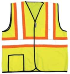 OccuNomix - Size L High Visibility Yellow Solid General Purpose Vest - 40 to 42" Chest, ANSI 107-2015, Hook & Loop Closure, 2 Pockets, Polyester - Benchmark Tooling