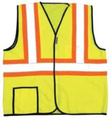 OccuNomix - Size L High Visibility Yellow Solid General Purpose Vest - 40 to 42" Chest, ANSI 107-2015, Hook & Loop Closure, 2 Pockets, Polyester - Benchmark Tooling