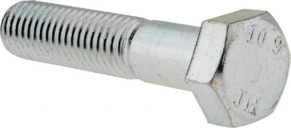 Value Collection - M12x1.75mm Metric Coarse, 55mm Length Under Head Hex Head Cap Screw - Partially Threaded, Grade 10.9 Alloy Steel, Zinc-Plated Finish, 19mm Hex - Benchmark Tooling