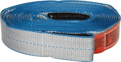 Lift-All - 20' Long x 2" Wide, 5,300 Lb Basket Capacity, 5,300 Lb Vertical Capacity, 1 Ply, Nylon Web Sling - Silver (Color) with Blue Edges - Benchmark Tooling