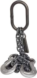 Lift-All - 5' Long x 3-1/2" Wide, 7,400 Lb Basket Capacity, Alloy Steel Web Sling - 7,400 Lb Choker Capacity, DOS Chain Sling, 9/32" Diam Chain, Natural, Double Style - Benchmark Tooling