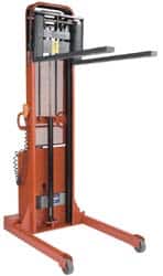 Wesco Industrial Products - 1,500 Lb Capacity, 56" Lift Height, Battery Operated Lift - 1-1/2" Lowered Height, 15" Load Center, 25" Fork Length, 21" Overall Width - Benchmark Tooling