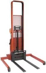 Wesco Industrial Products - 2,000 Lb Capacity, 76" Lift Height, Battery Operated Lift - 1-1/2" Lowered Height, 24" Load Center, 42" Fork Length - Benchmark Tooling