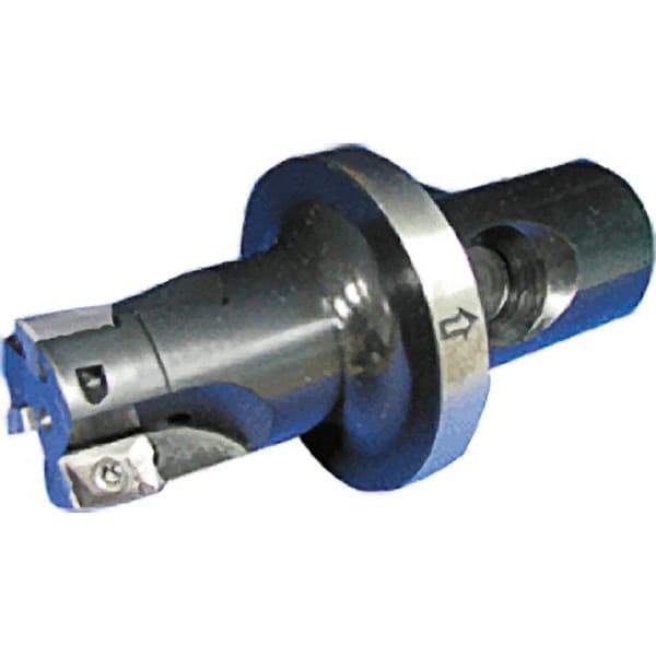 Iscar - 1-1/4" Cut Diam, 0.35" Max Depth of Cut, 3.74" OAL, Indexable Square Shoulder End Mill - CF4 Modular Connection, 90° Lead Angle, Through Coolant, Series ClickFit, Heli2000 - Benchmark Tooling