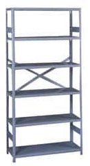 Tennsco - 6 Shelf Commercial Grade Open Steel Shelving - 300 Lb Capacity, 36" Wide x 75" High x 18" Deep, Medium Gray - Benchmark Tooling