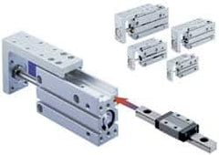 SMC PNEUMATICS - 16mm Bore x 5mm Stroke Compact Slide Cylinder - 101.5 Max psi, 14 to 158°F, M5x0.8 Port, 61mm Long x 25mm Wide x 53.5mm High - Benchmark Tooling