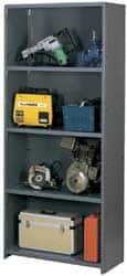 Tennsco - 6 Shelf, 450 Lb. Capacity, Free Standing Closed Shelving - 48 Inch Wide x 24 Inch Deep x 87 Inch High, Medium Gray - Benchmark Tooling