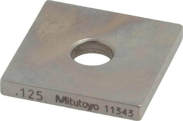 Mitutoyo - 0.125" Square Steel Gage Block - Accuracy Grade 0, Includes Certificate of Inspection - Benchmark Tooling