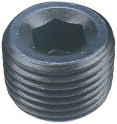 Made in USA - 1/2-14, 1/2" OAL, Alloy Steel Socket Pressure Plug - Uncoated, 7/8" Taper per Foot, 3/8" Hex Key - Benchmark Tooling