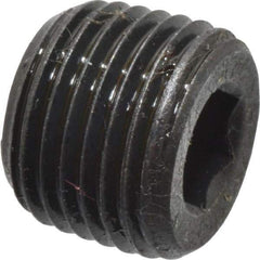 Made in USA - 1/8-27, 5/16" OAL, Alloy Steel Socket Pressure Plug - Uncoated, 3/4" Taper per Foot, 3/16" Hex Key - Benchmark Tooling