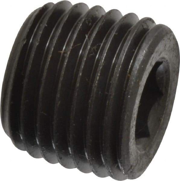 Value Collection - 1/4-18, 7/16" OAL, Alloy Steel Socket Pressure Plug - Uncoated, 3/4" Taper per Foot, 1/4" Hex Key - Benchmark Tooling