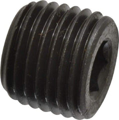 Value Collection - 1/4-18, 7/16" OAL, Alloy Steel Socket Pressure Plug - Uncoated, 3/4" Taper per Foot, 1/4" Hex Key - Benchmark Tooling