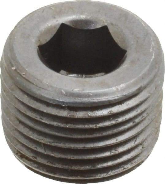 Value Collection - 3/8-18, 1/2" OAL, Alloy Steel Socket Pressure Plug - Uncoated, 3/4" Taper per Foot, 5/16" Hex Key - Benchmark Tooling