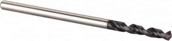 Accupro - 5/64" 120° Spiral Flute Cobalt Screw Machine Drill Bit - TiAlN Finish, Right Hand Cut, 12mm Flute Length, 38mm OAL, Split Point, Straight Shank - Benchmark Tooling
