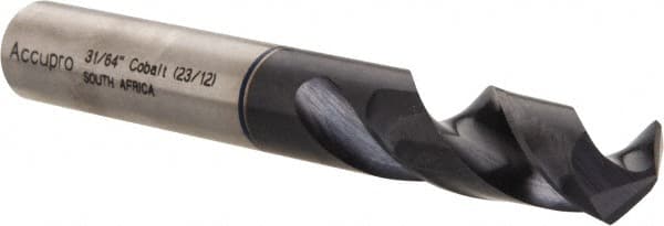 Accupro - 31/64" 120° Spiral Flute Cobalt Screw Machine Drill Bit - Benchmark Tooling