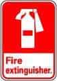 NMC - Fire Extinguisher, Pressure Sensitive Vinyl Fire Sign - 10" Wide x 14" High - Benchmark Tooling