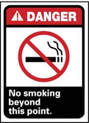 NMC - "Danger - No Smoking Beyond This Point", 14" Long x 10" Wide, Rigid Plastic Safety Sign - Rectangle, 0.05" Thick, Use for Accident Prevention - Benchmark Tooling