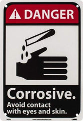 NMC - "Danger - Corrosive - Avoid Contact with Eyes and Skin", 10" Long x 7" Wide, Rigid Plastic Safety Sign - Rectangle, 0.05" Thick, Use for Accident Prevention - Benchmark Tooling