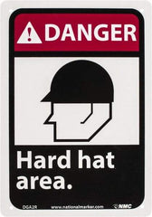 NMC - "Danger - Hard Hat Area", 10" Long x 7" Wide, Rigid Plastic Safety Sign - Rectangle, 0.05" Thick, Use for Accident Prevention - Benchmark Tooling