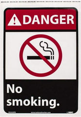 NMC - "Danger - No Smoking", 14" Long x 10" Wide, Pressure-Sensitive Vinyl Safety Sign - Rectangle, 0.004" Thick, Use for Accident Prevention - Benchmark Tooling