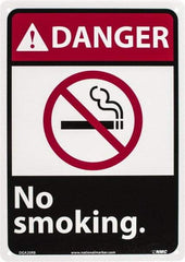 NMC - "Danger - No Smoking", 14" Long x 10" Wide, Rigid Plastic Safety Sign - Rectangle, 0.05" Thick, Use for Accident Prevention - Benchmark Tooling