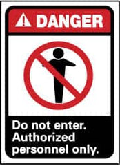 NMC - "Danger - Do Not Enter - Authorized Personnel Only", 10" Long x 7" Wide, Rigid Plastic Safety Sign - Rectangle, 0.05" Thick, Use for Security & Admittance - Benchmark Tooling