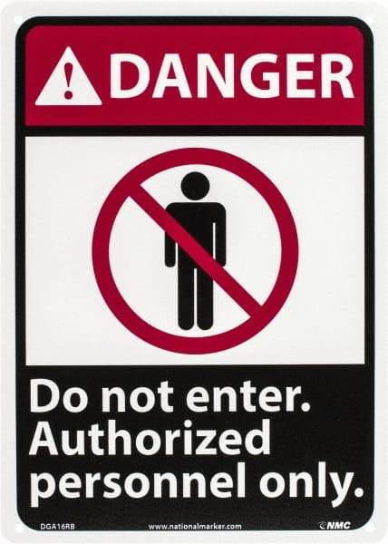 NMC - "Danger - Do Not Enter - Authorized Personnel Only", 14" Long x 10" Wide, Rigid Plastic Safety Sign - Rectangle, 0.05" Thick, Use for Security & Admittance - Benchmark Tooling