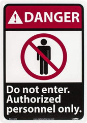 NMC - "Danger - Do Not Enter - Authorized Personnel Only", 14" Long x 10" Wide, Rigid Plastic Safety Sign - Rectangle, 0.05" Thick, Use for Security & Admittance - Benchmark Tooling