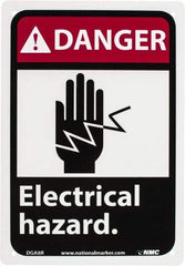 NMC - "Danger - Electrical Hazard", 10" Long x 7" Wide, Rigid Plastic Safety Sign - Rectangle, 0.05" Thick, Use for Accident Prevention - Benchmark Tooling