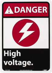 NMC - "Danger - High Voltage", 14" Long x 10" Wide, Rigid Plastic Safety Sign - Rectangle, 0.05" Thick, Use for Accident Prevention - Benchmark Tooling